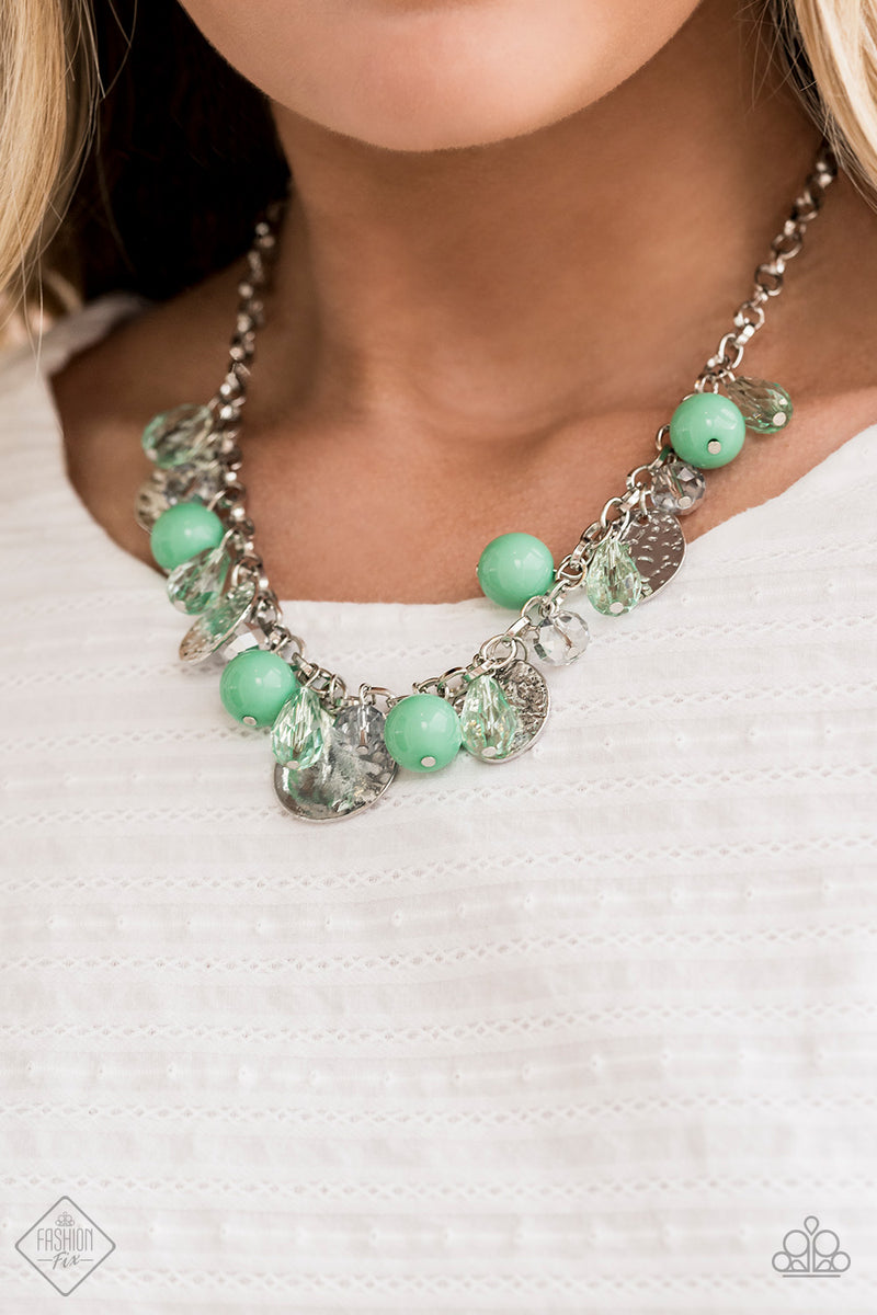 Green and silver sales paparazzi necklace