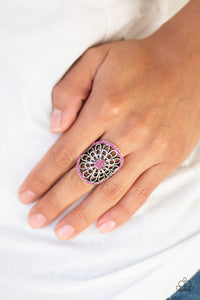 Springtime Shimmer Pink and Silver Ring - Paparazzi Accessories - Bella Fashion Accessories LLC