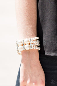 Romance Remix White Pearl Stretchy Bracelet - Paparazzi Accessories - Bella Fashion Accessories LLC