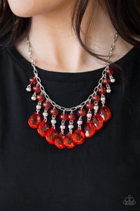 Beauty School Drop Out Red Necklace - Paparazzi Accessories - Bella Fashion Accessories LLC