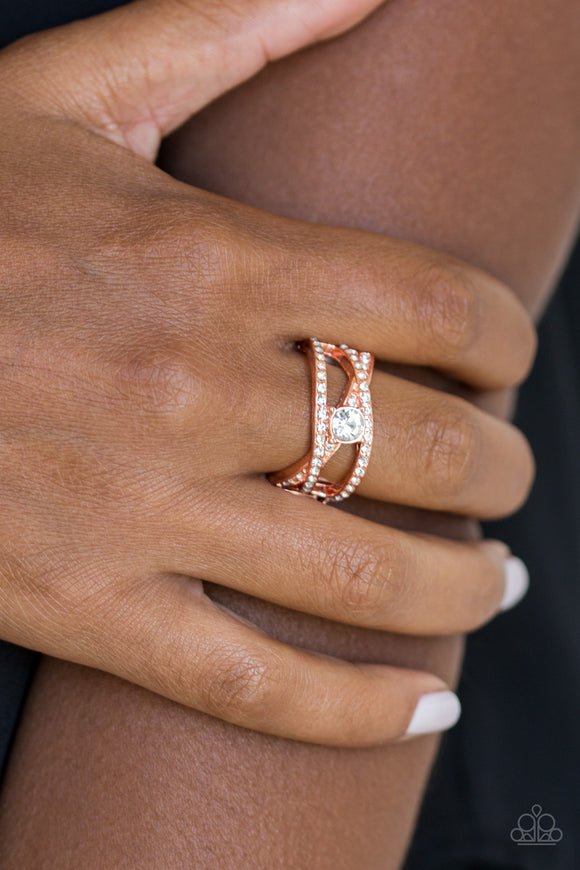 Prepare To Be Dazzled Copper Ring| Paparazzi Accessories| Bella Fashion Accessories LLC.