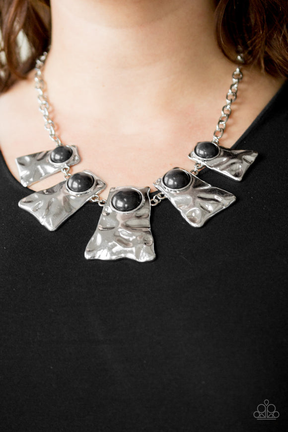 Cougar Black and Silver Necklace - Paparazzi Accessories - Bella Fashion Accessories LLC