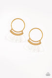 This Is Sparta! Gold and White Tassel Earrings - Paparazzi Accessories - Bella Fashion Accessories LLC