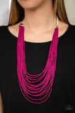 Peacefully Pacific Pink Seed Bead Necklace - Paparazzi Accessories - Bella Fashion Accessories LLC