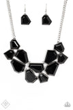 Doubled-DEFACED Black Necklace - Paparazzi Accessories - Bella Fashion Accessories LLC