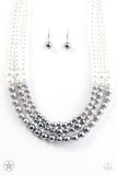 Lady In Waiting White, Silver, and Dark Grey Pearl Necklace - Paparazzi Accessories - Bella Fashion Accessories LLC