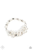 Elegantly Exaggerated White Bracelet - Paparazzi Accessories - Bella Fashion Accessories LLC