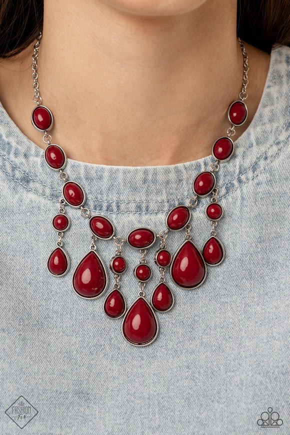 Maritime Mirage Red Necklace - Paparazzi Accessories - Bella Fashion Accessories LLC