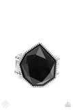 Dynamically Defaced Black Ring - Paparazzi Accessories - Bella Fashion Accessories LLC