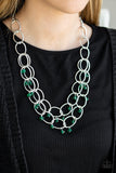 Yacht Tour Silver and Green Necklace - Paparazzi Accessories - Bella Fashion Accessories LLC