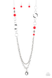 Modern Motley Red and Silver Necklace - Paparazzi Accessories - Bella Fashion Accessories LLC
