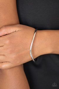 Awesomely Asymmetrical Silver Bangle - Paparazzi Accessories - Bella Fashion Accessories LLC
