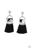 Tassel Trot Black Tassel Earrings - Paparazzi Accessories - Bella Fashion Accessories LLC