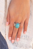 Bountiful Deserts Silver and Turquoise Ring - Paparazzi Accessories - Bella Fashion Accessories LLC