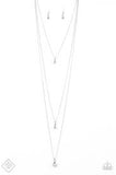 Fiercely 5th Avenue Crystal Chic Silver and White Necklace - Paparazzi Accessories - Bella Fashion Accessories LLC