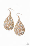 Certainly Courtier Gold Earrings - Paparazzi Accessories - Bella Fashion Accessories LLC