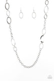 Chain Cadence Silver Hoop Necklace - Paparazzi Accessories - Bella Fashion Accessories LLC