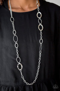Chain Cadence Silver Hoop Necklace - Paparazzi Accessories - Bella Fashion Accessories LLC