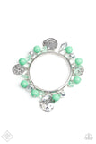 Charming Treasure Silver and Green Bracelet- Paparazzi Accessories - Bella Fashion Accessories LLC