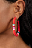 Colorfully Contagious Red Earrings - Paparazzi Accessories - Bella Fashion Accessories LLC