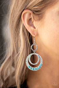 Dizzying Deserts Silver and Turquoise Hoop Earrings - Paparazzi Accessories - Bella Fashion Accessories LLC