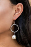 Fiercely 5th Avenue Grand Central Chic White Pearl Earrings - Paparazzi Accessories - Bella Fashion Accessories LLC
