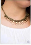 GEO-down in History Brass Necklace - Paparazzi Accessories - Bella Fashion Accessories LLC