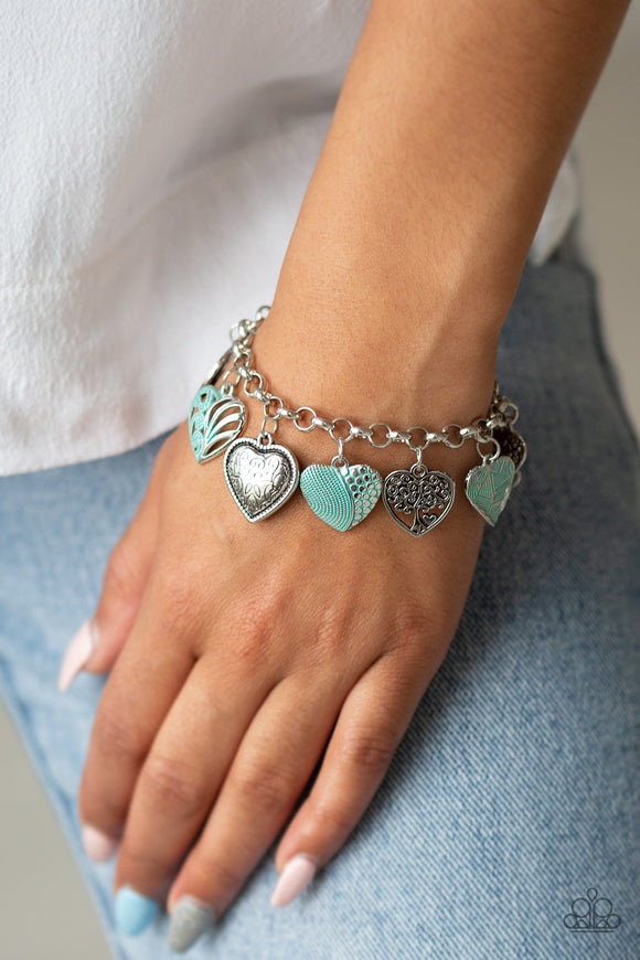 Garden Hearts Silver and Green Bracelet - Paparazzi Accessories - Bella Fashion Accessories LLC