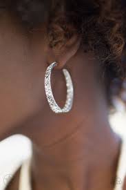 GLITZY By Association Silver Hoop Earrings - Paparazzi Accessories