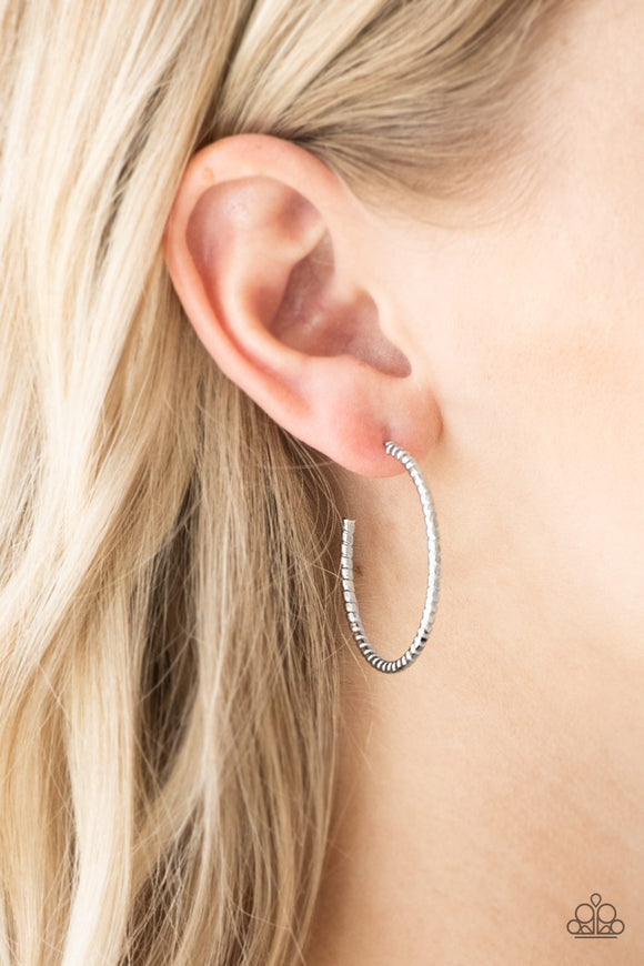 HOOP, Line, and Sinker Silver Earrings - Paparazzi Accessories - Bella Fashion Accessories LLC
