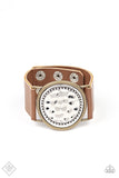 Hold On To Your Buckle Silver and Brass Leather Bracelet - Paparazzi Accessories - Bella Fashion Accessories LLC