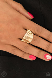 Industrial Indentation Gold Ring - Paparazzi Accessories - Bella Fashion Accessories LLC