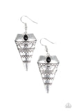 Jurassic Journey Silver and Black Earrings - Paparazzi Accessories - Bella Fashion Accessories LLC