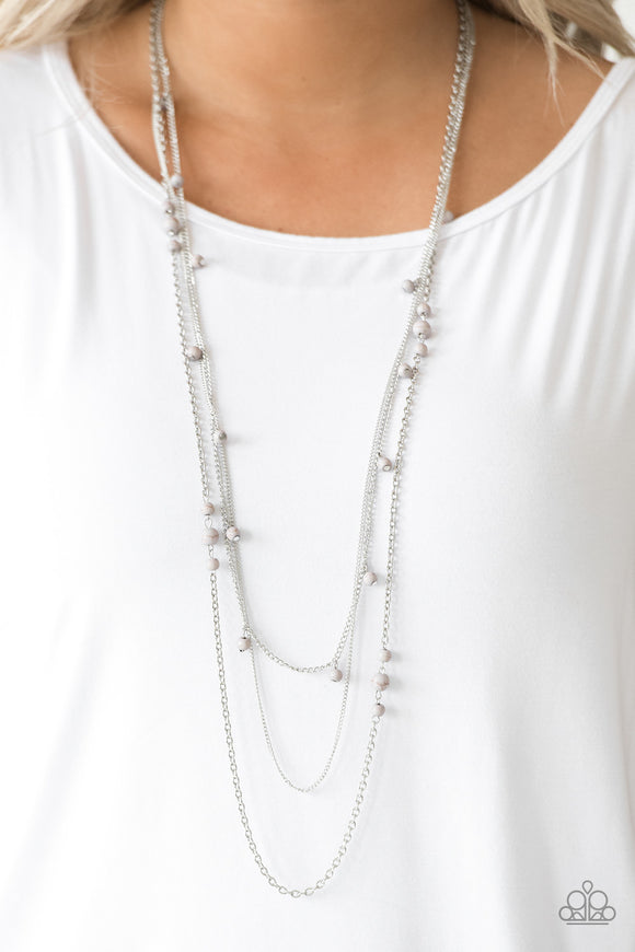 Laying The Groundwork Silver Necklace - Paparazzi Accessories - Bella Fashion Accessories LLC