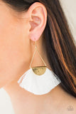 Modern Mayan White Fringe Earrings - Paparazzi Accessories - Bella Fashion Accessories LLC