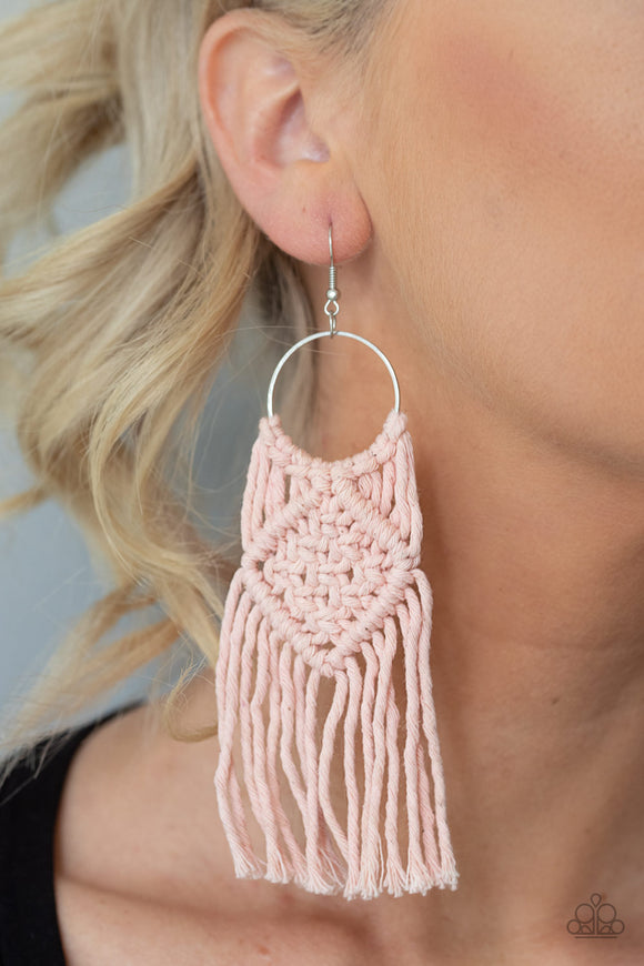 Macrame Rainbow Pink Earrings| Paparazzi Accessories| Bella Fashion Accessories LLC