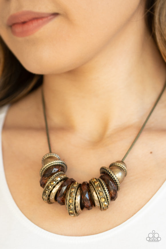 Metro Mantra Brass Necklace - Paparazzi Accessories - Bella Fashion Accessories LLC