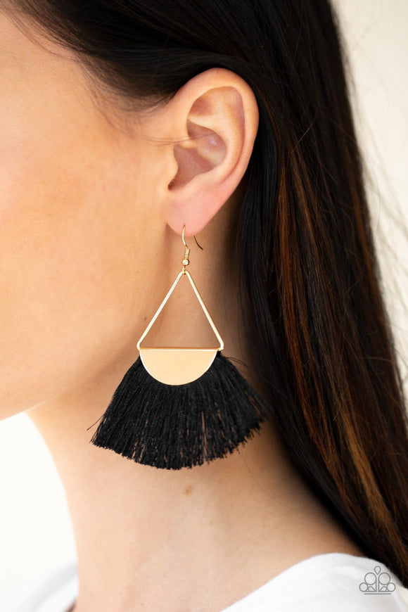 Modern Mayan Black Fringe Earrings - Paparazzi Accessories - Bella Fashion Accessories LLC