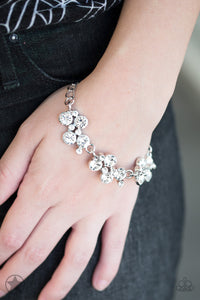Old Hollywood White Rhinestone Bracelet - Paparazzi Accessories - Bella Fashion Accessories LLC