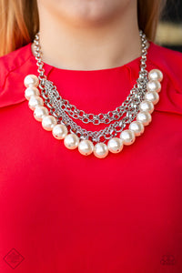 Fiercely 5th Avenue One-Way WALL STREET White Pearl Necklace - Paparazzi Accessories - Bella Fashion Accessories LLC