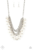Fiercely 5th Avenue One-Way WALL STREET White Pearl Necklace - Paparazzi Accessories - Bella Fashion Accessories LLC