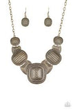 Prehistoric Powerhouse Brass Necklace - Paparazzi Accessories - Bella Fashion Accessories LLC