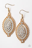 Pretty Prestigious Gold Earrings - Paparazzi Accessories - Bella Fashion Accessories LLC