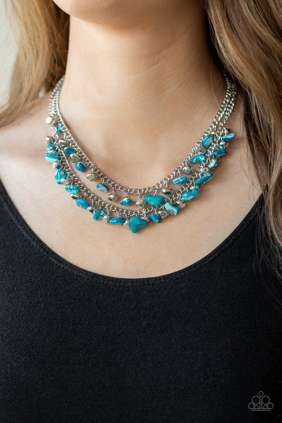 Pebble Pioneer Blue Necklace - Paparazzi Accessories - Bella Fashion Accessories LLC