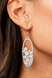 Prismatic Poker Face White Earrings - Paparazzi Accessories - Bella Fashion Accessories LLC