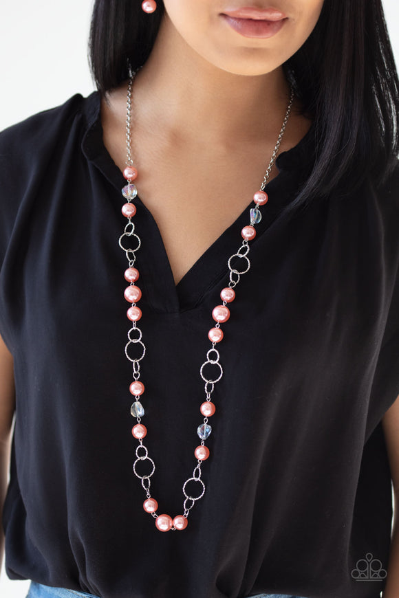 Prized Pearls Orange Necklace| Paparazzi Accessories| Bella Fashion Accessories LLC