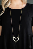 Pull Some HEART-Strings Gold Necklace - Paparazzi Accessories - Bella Fashion Accessories LLC