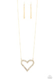Pull Some HEART-Strings Gold Necklace - Paparazzi Accessories - Bella Fashion Accessories LLC