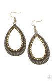 Right As REIGN Antiqued Brass Earrings - Paparazzi Accessories - Bella Fashion Accessories LLC
