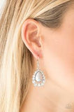 Regal Renewal Pearly Silver Teardrop Earrings - Paparazzi Accessories - Bella Fashion Accessories LLC